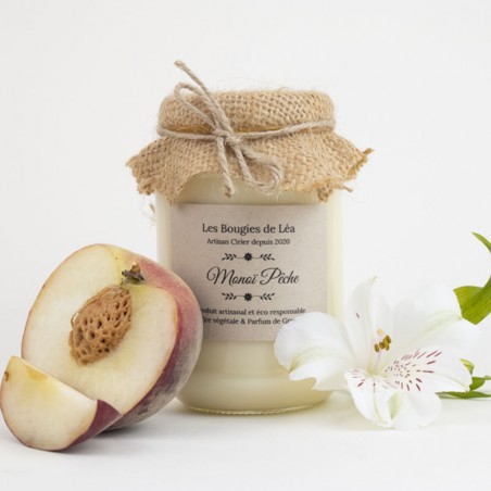 Bougie non toxique parfumée "Monoï/pêche" (200 ou 500gr)