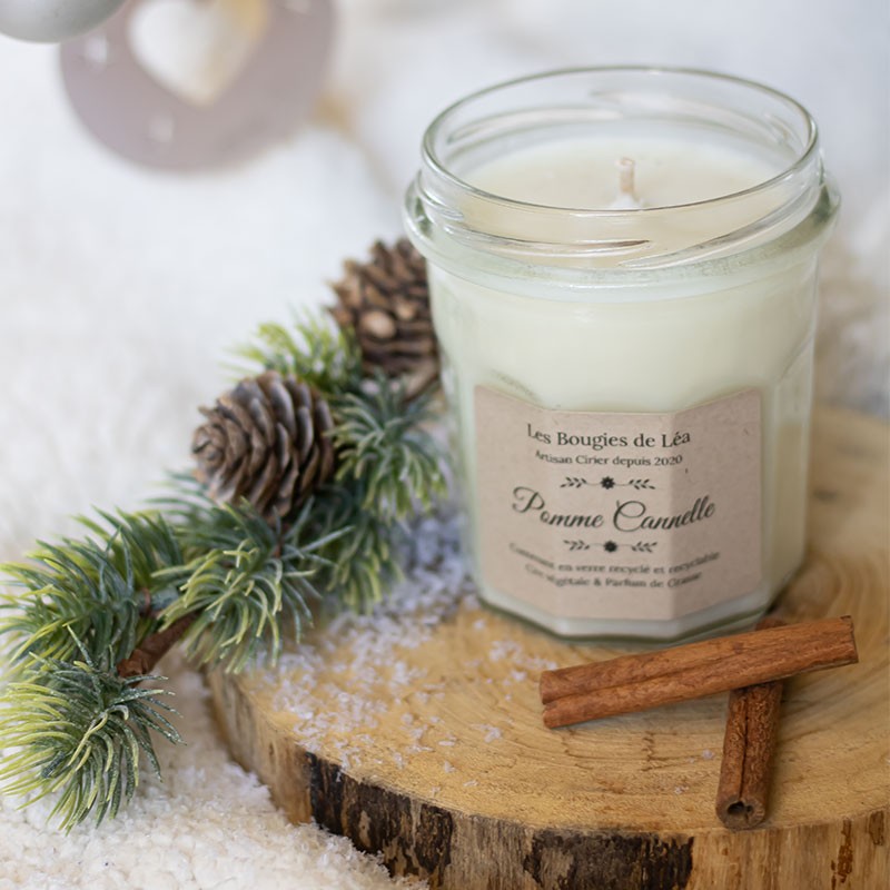 Bougie non toxique parfumée "Pomme Cannelle" (200 ou 500gr)