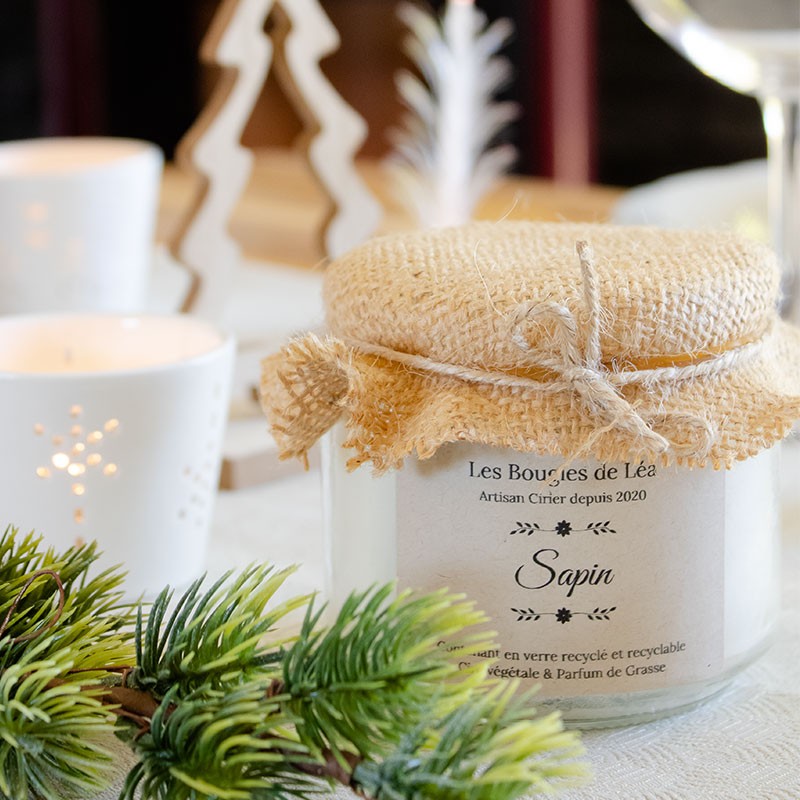 Bougie non toxique parfumée "sapin" (200 à 500gr)