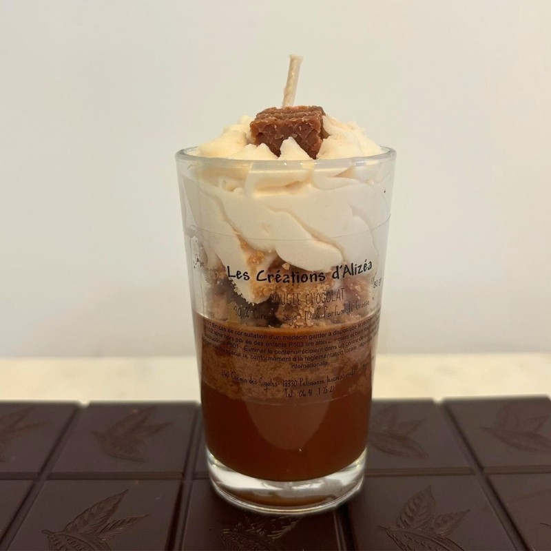 Bougie Verrine Non Toxique - Parfum Chocolat Gourmand