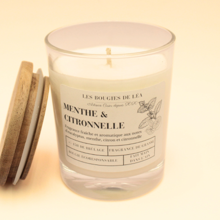 Bougie non toxique parfum menthe citronnelle