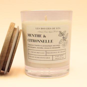 Bougie non toxique parfum menthe citronnelle