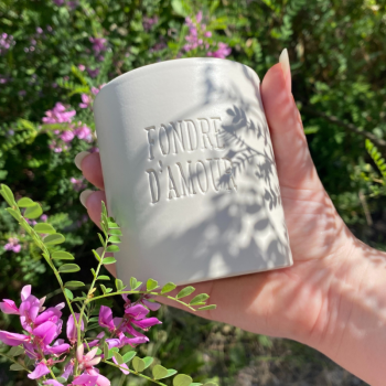 Bougie blanche - "Amour" - Parfum fleur de lin