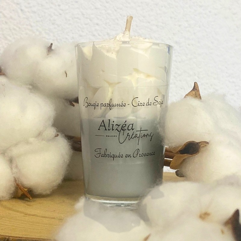 Bougie verrine non toxique - Parfum fleur de coton Bougie verrine non toxique - Parfum fleur de coton