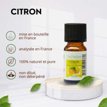 Huile essentielle de citron 100% naturelle - Utilisation en aromathérapie (10ml)