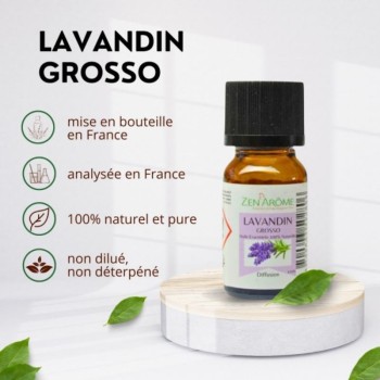 Huile essentielle de lavandin grosso 100% Naturelle - Utilisation en aromathérapie (10ml)