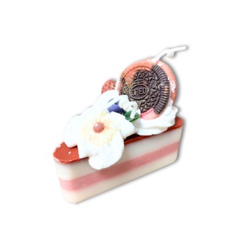 Bougie part de gâteau - Parfum givré fruits rouges