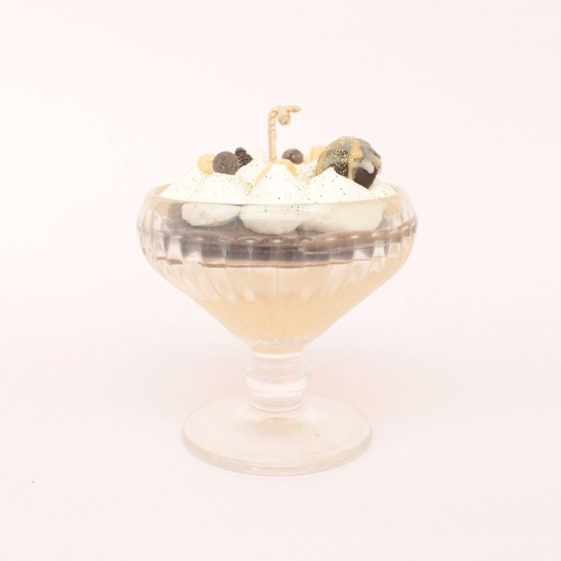 Bougie non toxique - gourmande coupe en verre - Parfum banane/chocolat