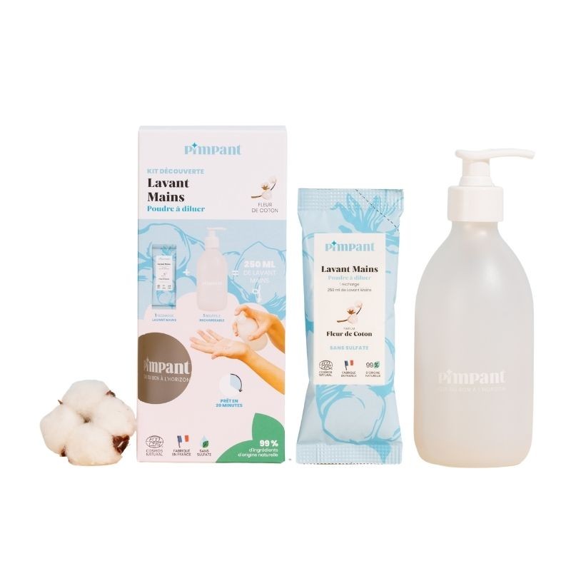 Kit gel lavant mains - Poudre à diluer - Parfum fleur de coton
