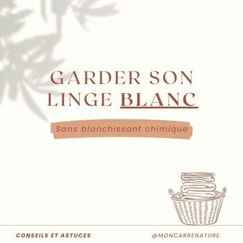 Garder son linge blanc BLANC, c'est mission impossible ? 🤔  On te promet que non ! Et même sans blanchissant chimique 😉 Grâce au percarbonate de soude ✨️  Pour en savoir plus, retrouve l'article complet sur moncarrenature.fr 👉 lien en bio  Tu as déjà testé le percarbonate pour raviver ton linge blanc ou enlever les tâches tenaces ?